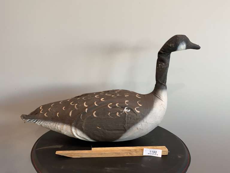 Vintage Canada Goose Decoy Stuffed Canvas A Working Decoy Early