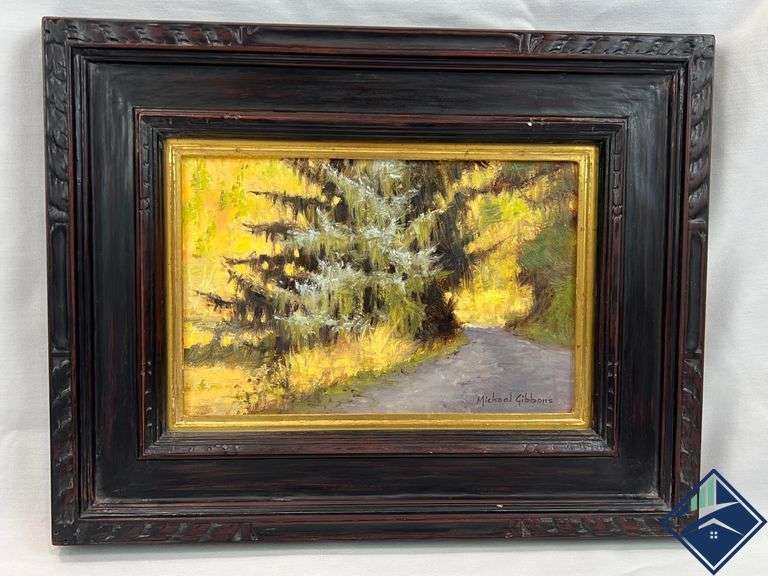 Original Signed Oil Painting Michael Gibbons "Spruce Tree Alons Mill
