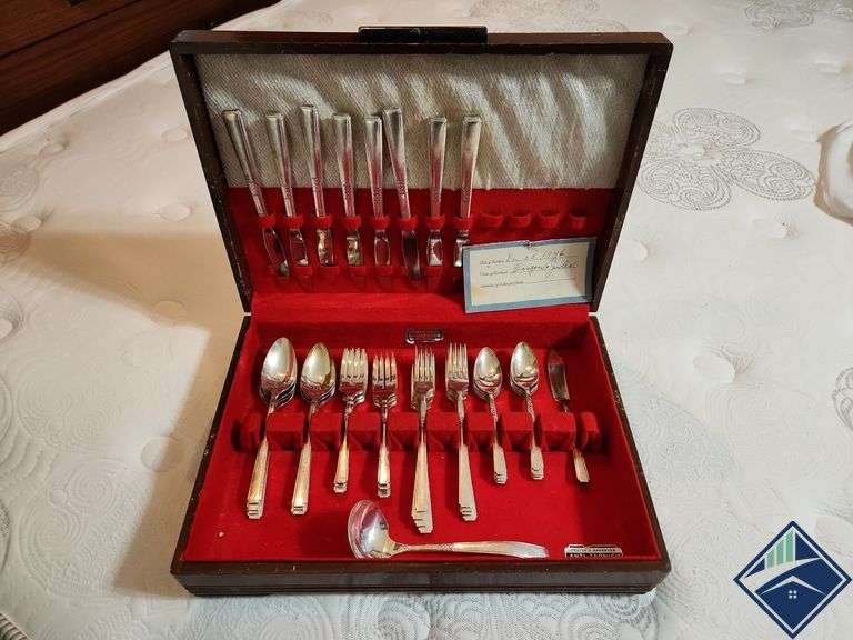 1881 Roger's Oneida Silverware in Wood Box Estate Details