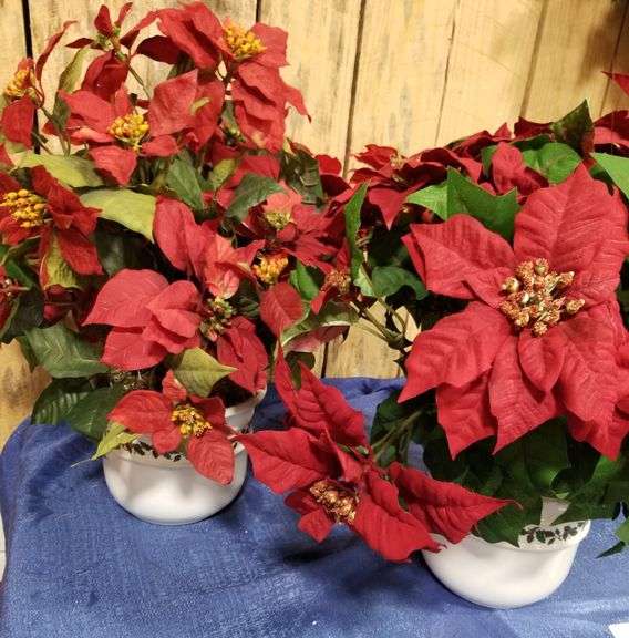 Potted artificial Poinsettias Auction Services LTD