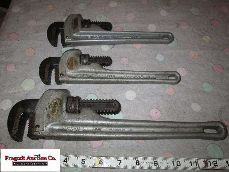 Rigid 14” and (2) 10” Pipe Wrenches, New Fragodt Auction and Real