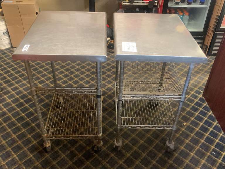 (2) Stainless Steel Food Prep Rolling Carts Gavel Roads Online Auctions
