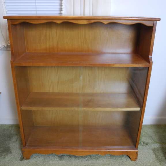Vintage Wood Bookcase with Sliding Glass Doors GC5 Auctions