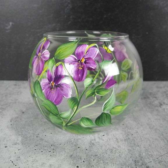 Christina's Hand Painted Glass Vase GC5 Auctions