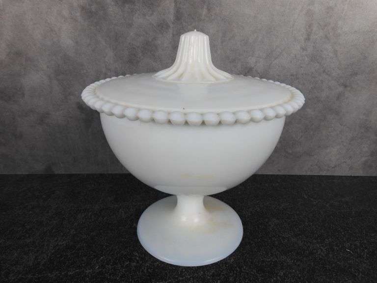 Vintage Milk Glass Candy Dish With Lid by Indiana Glass GC5 Auctions