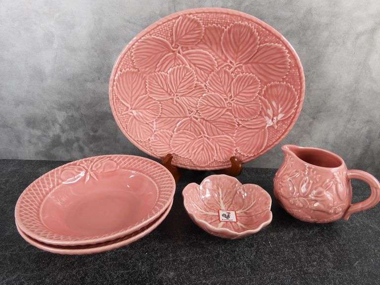 Grouping of Bordallo Pinheiro Dishes with Bowls and Creamer Made in