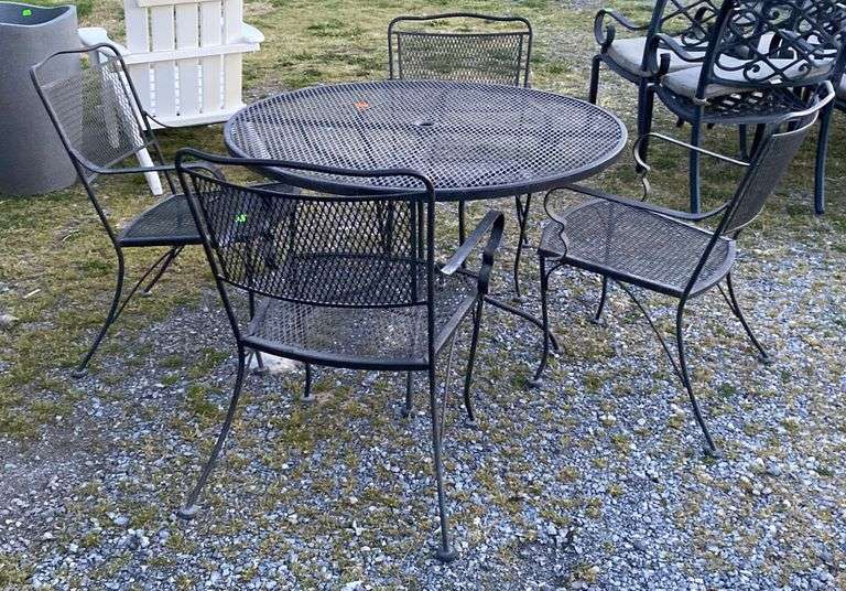 5pc Wrought Iron Patio Table Set Hash Auctions