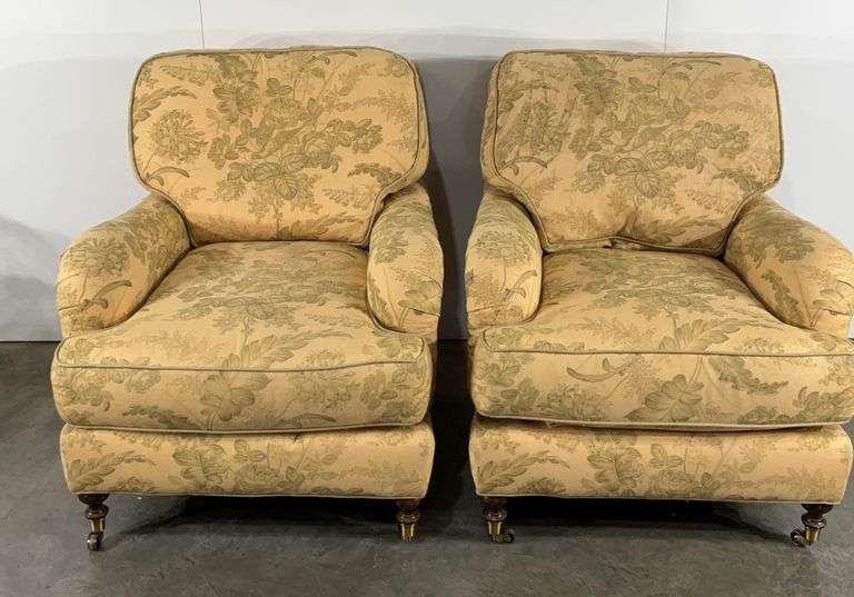 Pair of Lee Industries upholstered arm chairs Hash Auctions