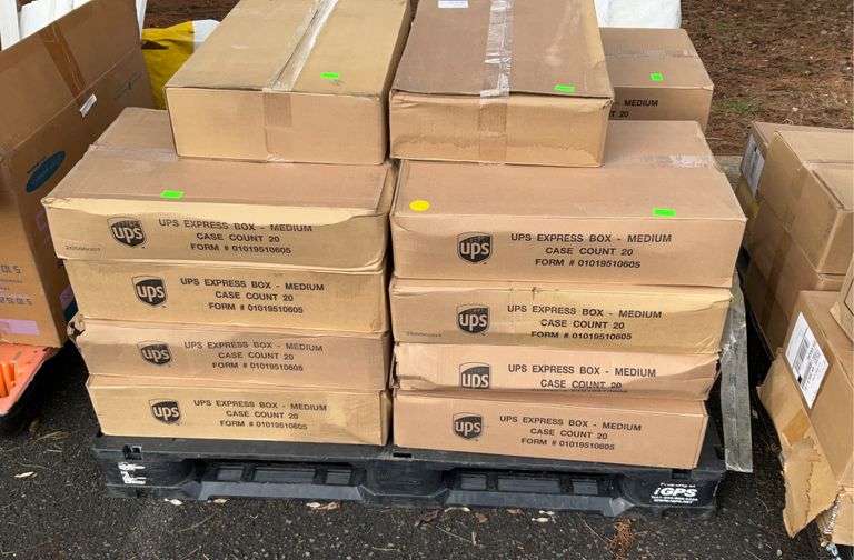 UPS Shipping boxes 20 cases total all medium sizes, located outdoors