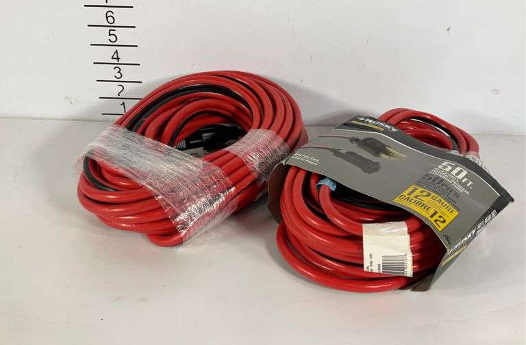 Two Husky 50 foot heavy duty indoor/outdoor extension cords, seller code T5 Hash Auctions