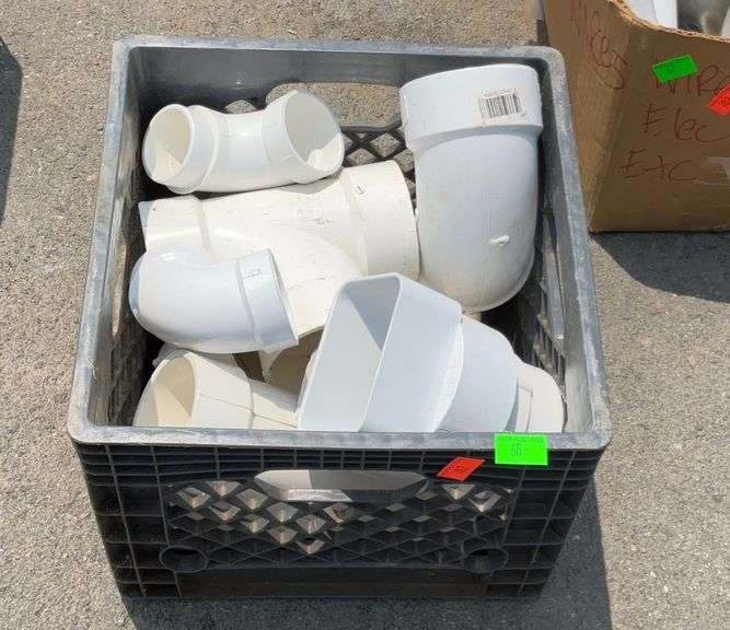 Milk crate of pvc pipe fittings Hash Auctions