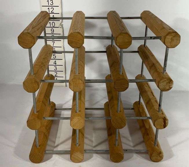 Wooden wine bottle holder, 11”x13.5”x13.5”, Seller code K1Z1 Hash