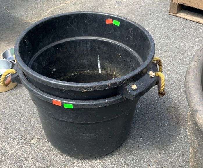 Two Rubbermaid Black muck buckets or utility tubs Hash Auctions