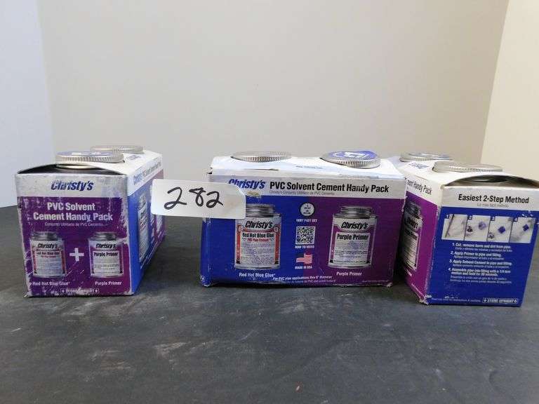 CHRISTY'S PVC SOLVENT CEMENT HANDY PACK RED HOT BLUE GLUE AND PURPLE PRIMER EASIEST 2STEP