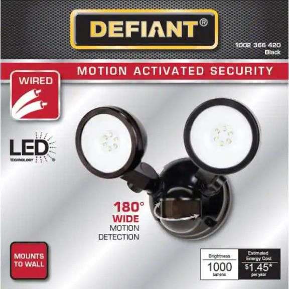 Defiant 180° White Motion Activated Outdoor Integrated LED Flood Light