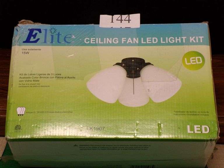 Elite ceiling fan LED light kit three cluster oil rubbed Brown finish with Frosty glass Dallas