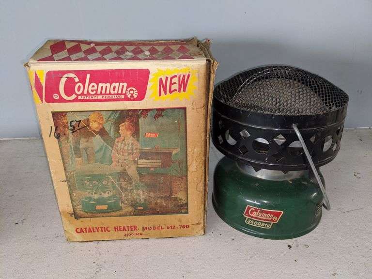 VINTAGE COLEMAN CATALYTIC HEATER WITH ORIGINAL BOX Isabell Auction
