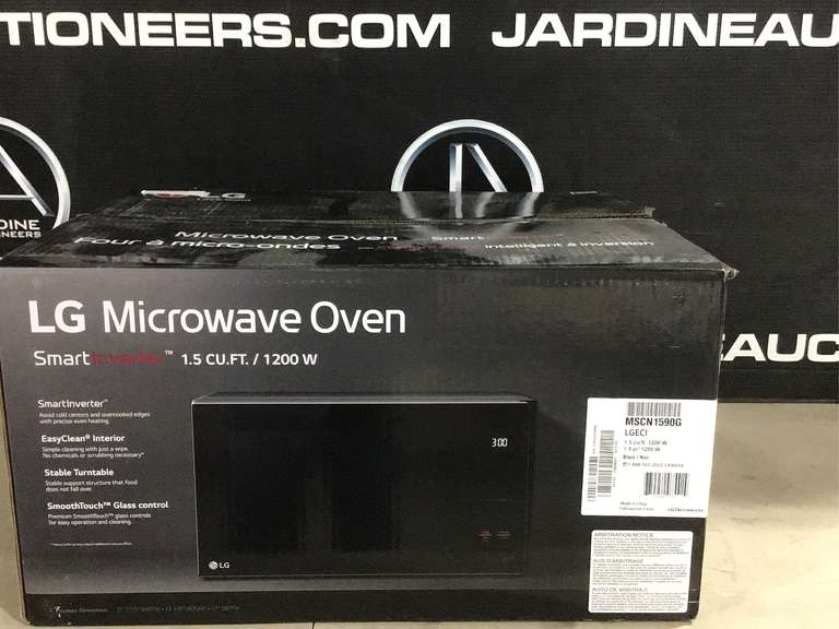 LG Smart Microwave Oven Smart Inverter 1.5cu ft, 1200W Jardine Auctioneers