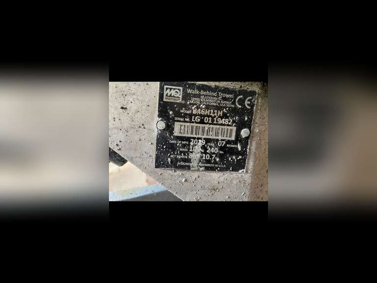 2019 MULTIQUIP B46H11H SN LG0119482 WALK BEHIND TROWEL Jeff Martin