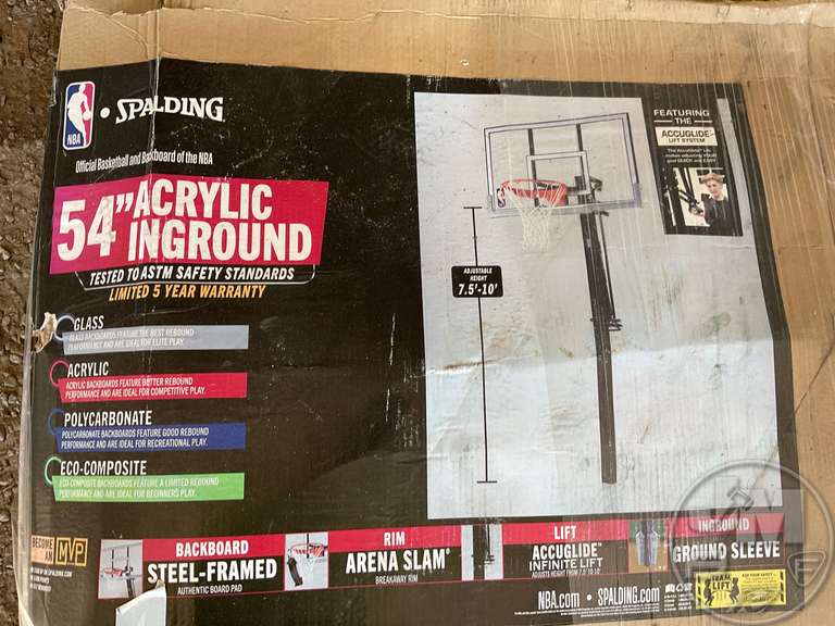 54" SPALDING ARCYLIC INGROUND BASKETBALL GOAL Jeff Martin Auctioneers