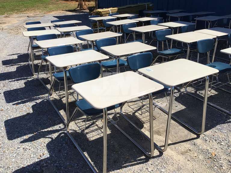 (10) METAL SCHOOL DESKS Jeff Martin Auctioneers, Inc.