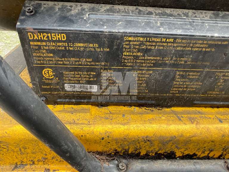 DEWALT DXH215HD PORTABLE TORPEDO HEATER - Jeff Martin Auctioneers, Inc.