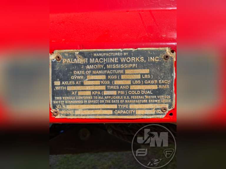 2002 PALMER BODIES PALMER MACHINE WORKS INC 24' STEEL DUMP TRAILER VIN