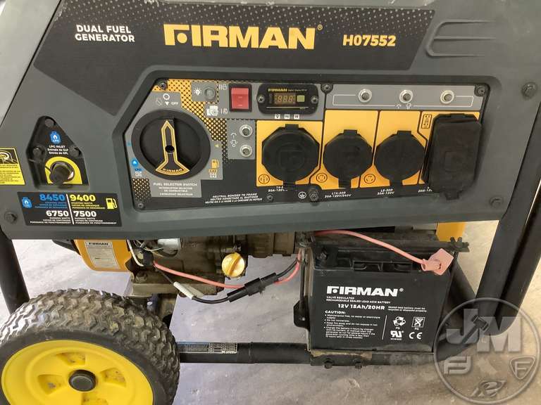 FIRMAN H07552 WATTS 7500 PORTABLE GENERATOR Jeff Martin Auctioneers, Inc.