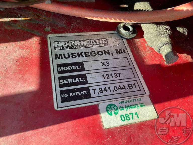 HURRICANE X3 SN 12137 BLOWER Jeff Martin Auctioneers, Inc.