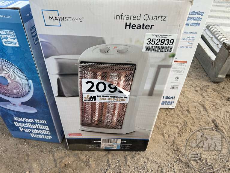 ONE MAINSTAYS INFRARED QUARTZ HEATER WITH TWO HEAT SETTINGS, OVERHEAT