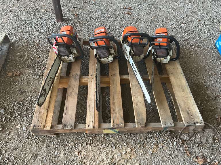 PALLET OF (4) STIHL CHAINSAWS, SERIAL NUMBERS 279703828, 279703915
