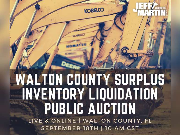 WALTON COUNTY, FLORIDA SURPLUS INVENTORY LIQUIDATION PUBLIC AUCTION SEPT. 18, 2021 10 A.M. CST