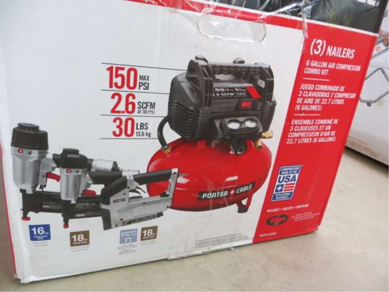 PORTER CABLE COMPRESSOR COMBO KIT Lambrecht Auction, Inc.