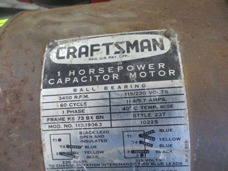 Craftsman 1 HP Motor - Lambrecht Auction, Inc.
