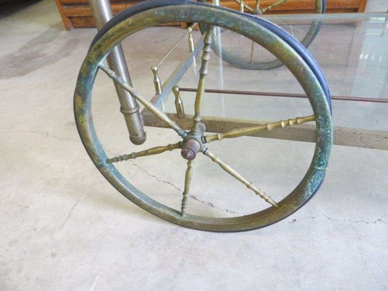 Brass Finish & Glass Tea Cart on Wheels Lambrecht Auction, Inc.