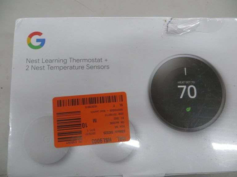 Google Nest Learning Thermostat & 2 Nest Temperature Sensors