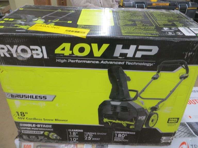 Ryobi 40v Snow Blower Tool Only Lambrecht Auction, Inc.