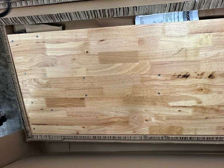 Husky 62 in. Adjustable Height Work with 2Drawers Table in White