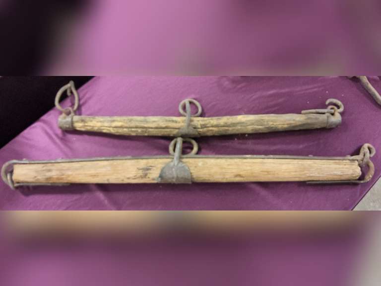 2 antique double tree yokes Lindsay Auctions & Realty LLC
