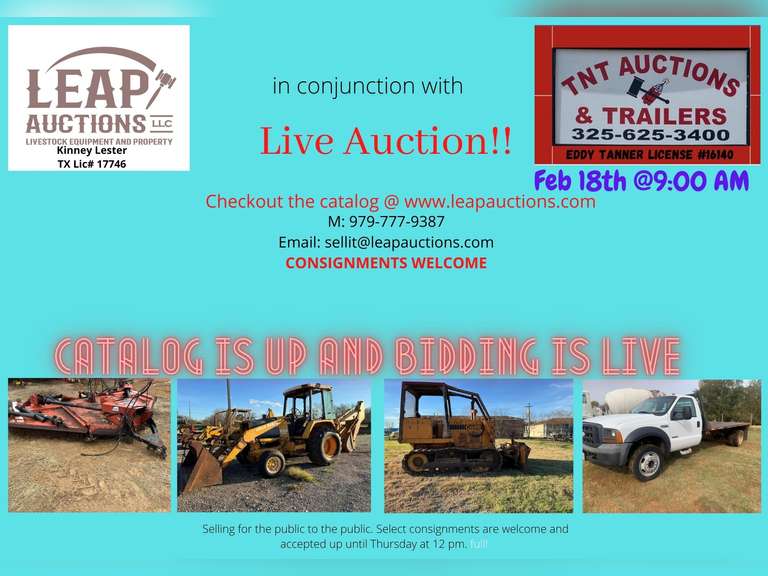 TNT Auctions February Consignment Auction Leap Auctions, LLC