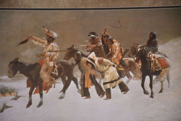 Large framed print "Return of a Blackfoot War Party" by Frederic