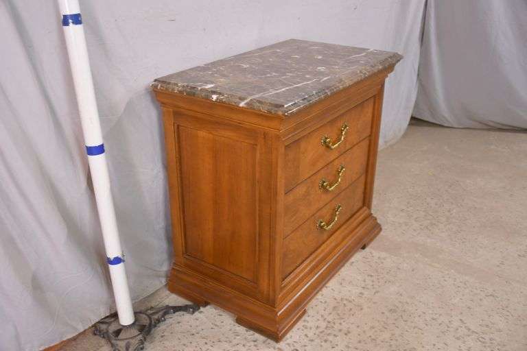 Thomasville marble top 2 drawer bedside chest; 68773 R.H. Lee & Co