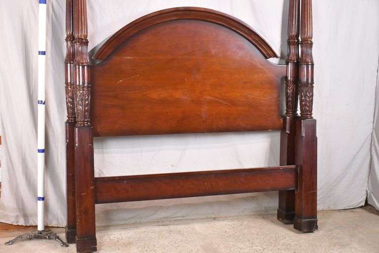 Bombay Co. cherry queen size 4 poster bed with arch top headboard; 74
