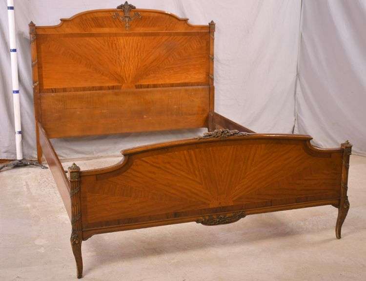 Saginaw Furniture inlaid satin wood French style full size bed with rails; 7410102 R.H. Lee