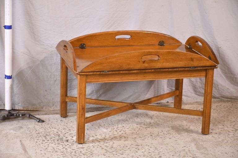 Ethan Allen butler's tray style coffee table with "X" stretcher base