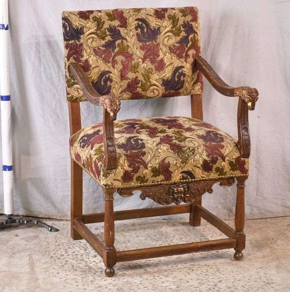 Carved open armchair with rams head arms; 5510432 R.H. Lee & Co