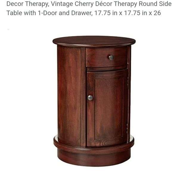 Decor Therapy, Vintage Cherry Décor Therapy Round Side Table with 1