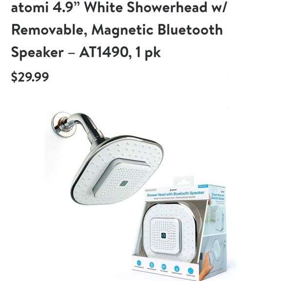 Atomi 4.9" Showerhead with Bluetooth Speaker Lexington Online Auction
