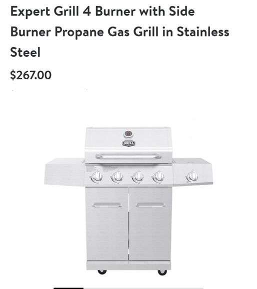 Expert Grill 4 Burner with Side Burner Gas Grill Stainless Steel