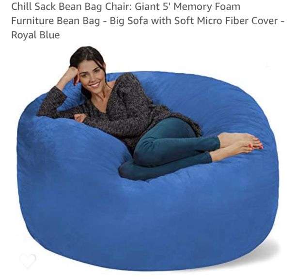 Extra large chill sack bean bag chair 5’ memory foam Lexington Online